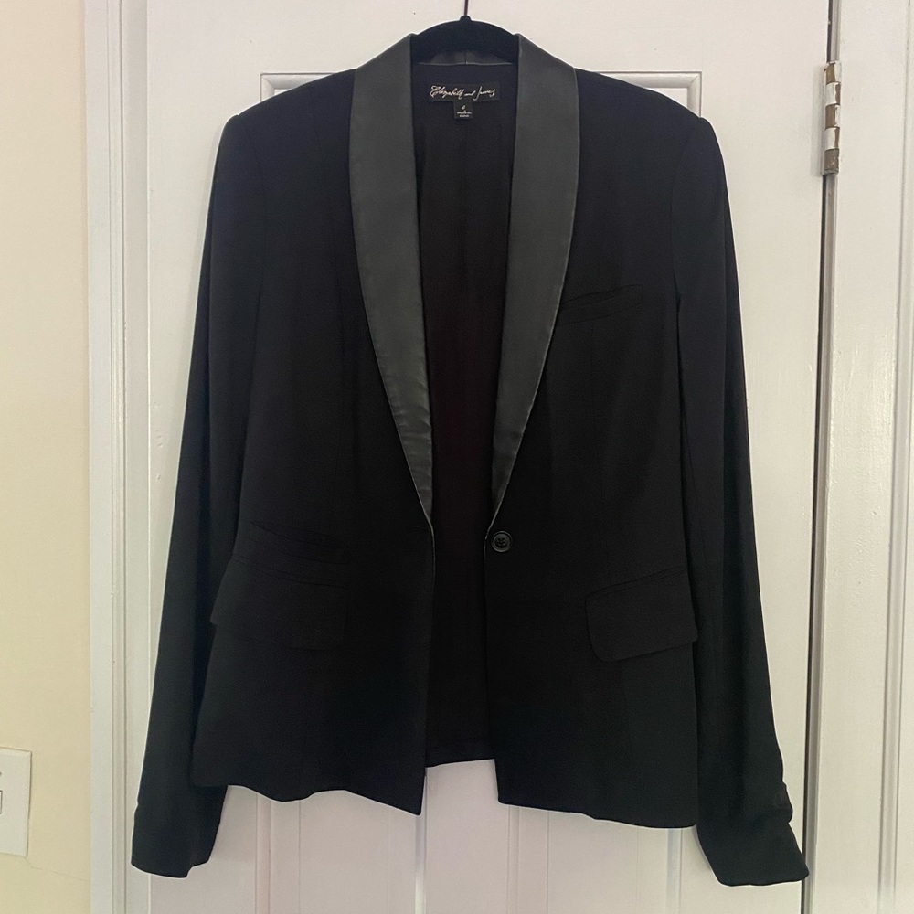 Elizabeth and James Leather Collar Blazer Black Size 4